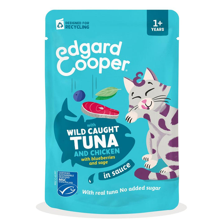 Edgard and Cooper Wild Caught Tuna & Chicken in Gravy with blueberries and sage
