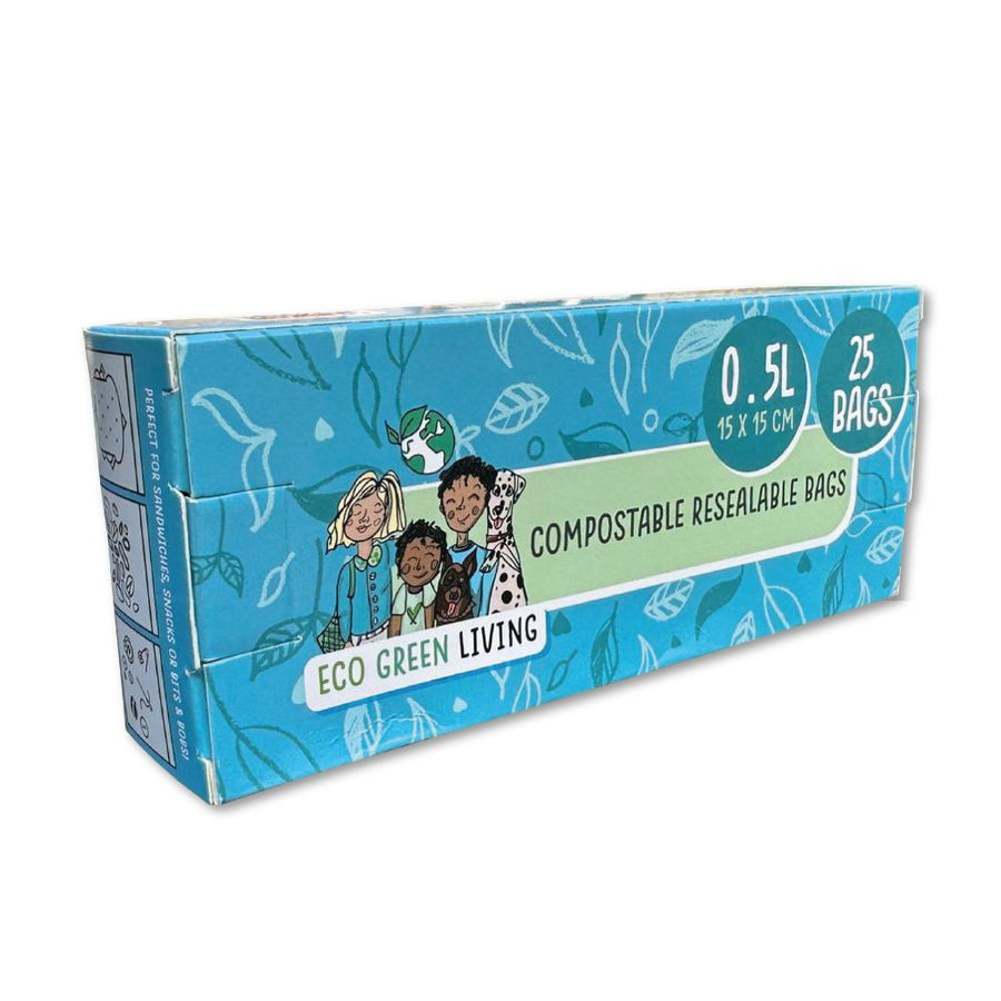 Compostable Resealable Bags Small  0.5 Litre -25 bags