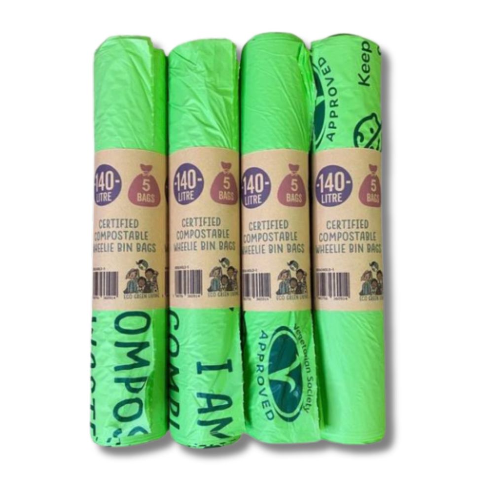 140L Compostable Waste Bags | 1 Roll of 5 Bags | Eco Green Living