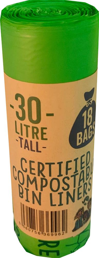 Eco Green Living Certified Compostable 30L Bin Bags