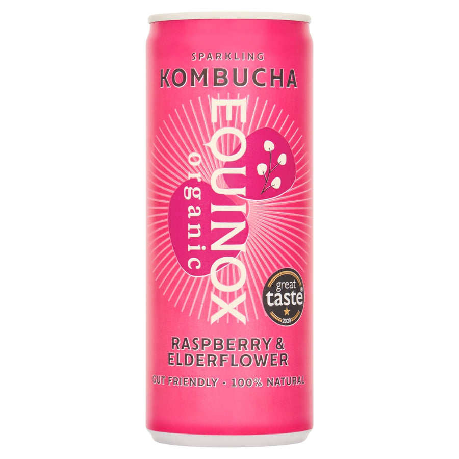 Organic Kombucha Soft Drink w/Raspberry & Elderflower 250ml can