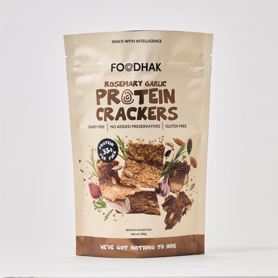 Foodhak Rosemary Garlic Protein Crackers 100g