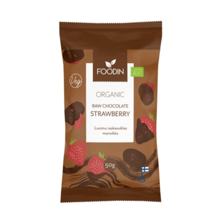 Organic Raw Chocolate Coated Strawberry 50g