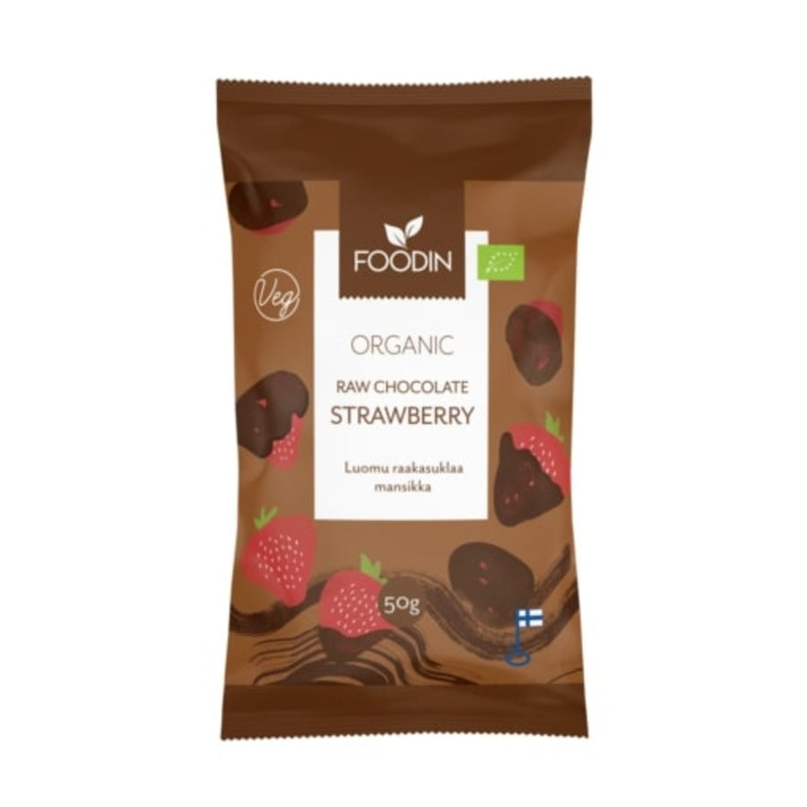 Organic Raw Chocolate Coated Strawberry 50g