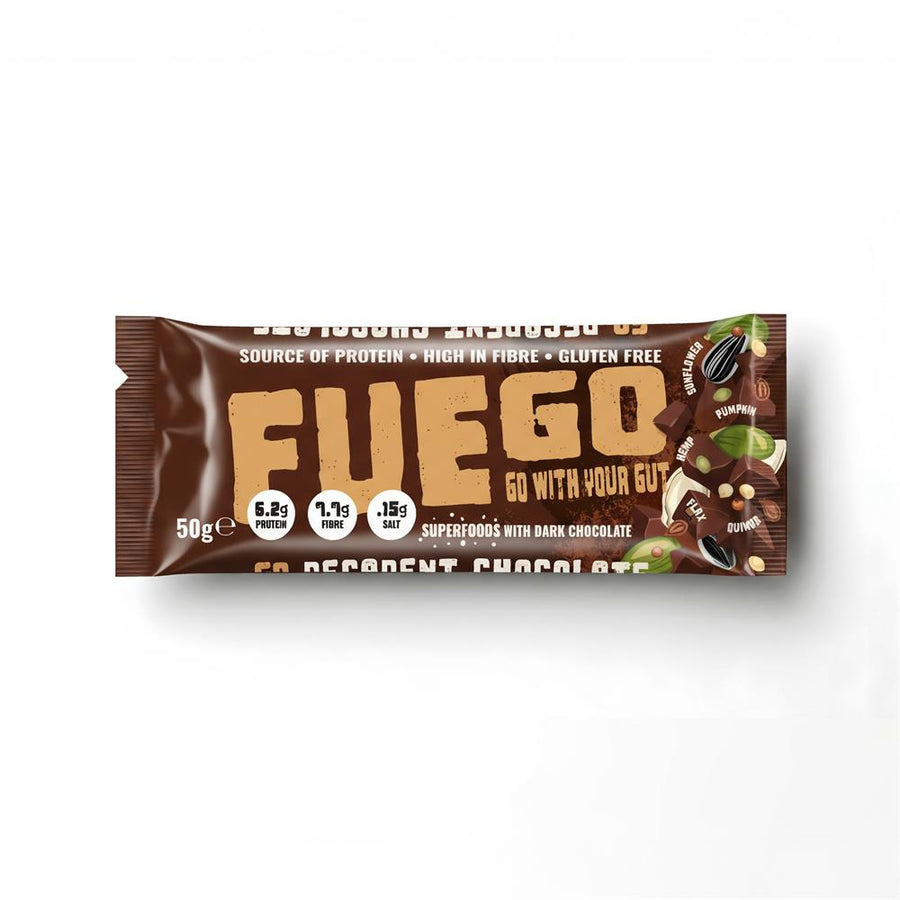 FUEGO Decadent Chocolate Gut Health Fibre Bar 50g