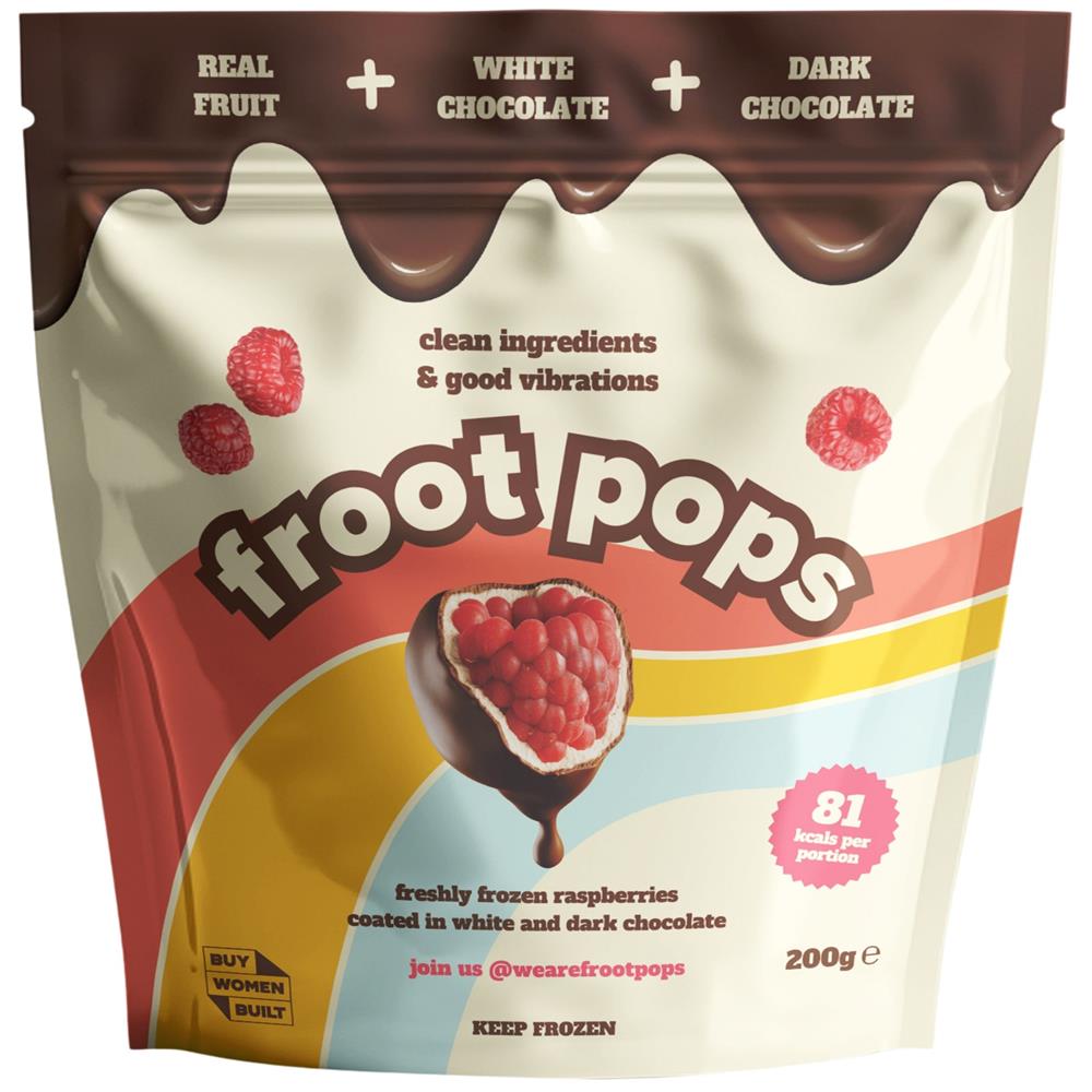 Froot Pops Frozen Raspberries in White & Dark Chocolate 200g