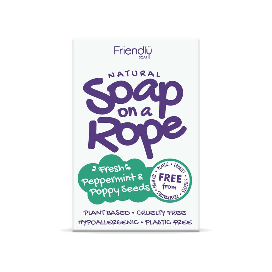 Peppermint & Poppyseeds - Natural Soap On  A Rope 125g