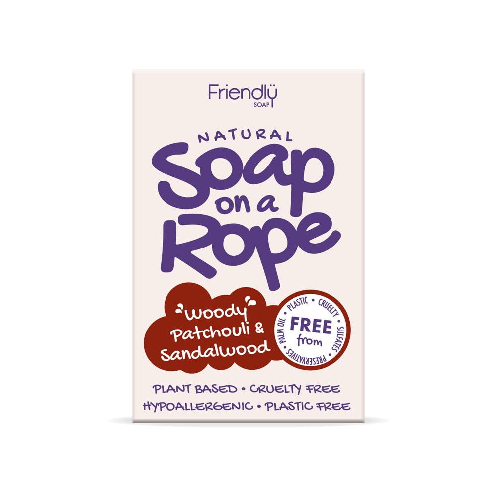 Patchouli & Sandalwood - Natural Soap On  A Rope 125g