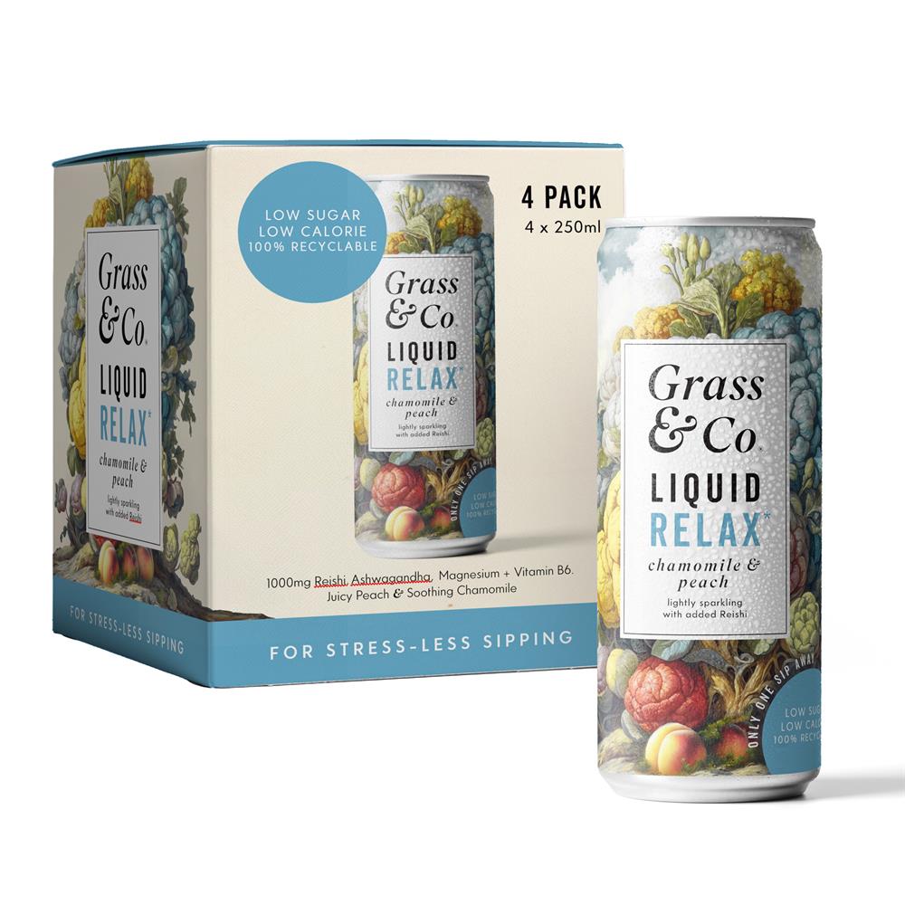 4 x Liquid RELAX Peach Chamomile & Reishi Nootropic Drink 250ml