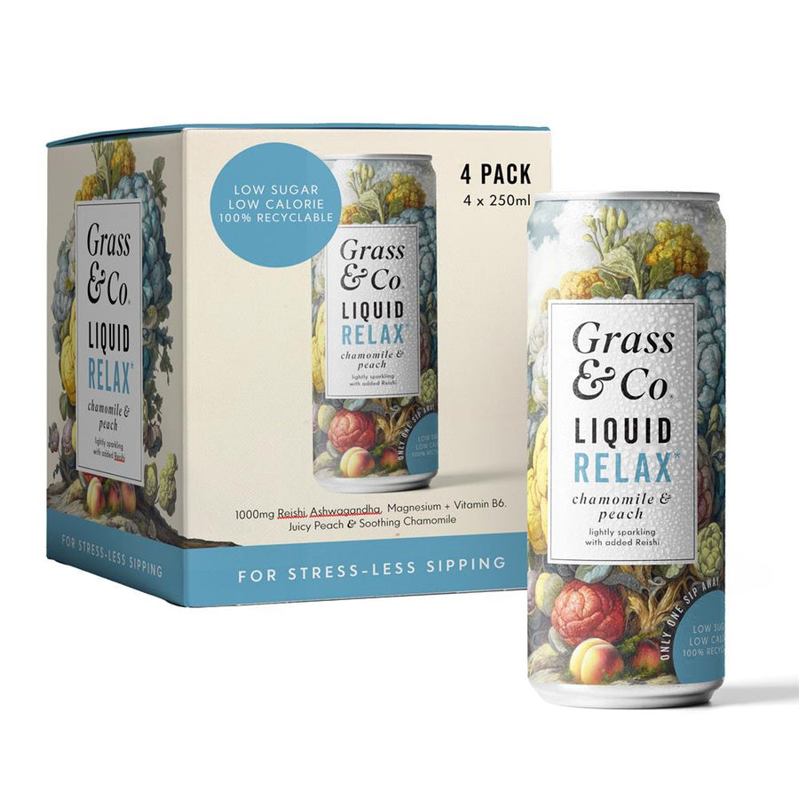 4 x Liquid RELAX Peach Chamomile & Reishi Nootropic Drink 250ml