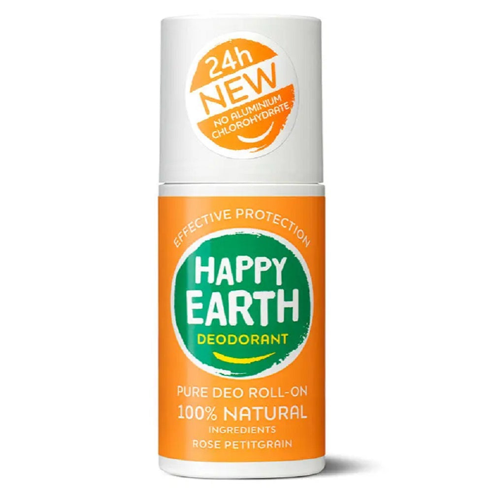 Happy Earth Natural Deodorant Roll-on Rose Petitgrain 75ml