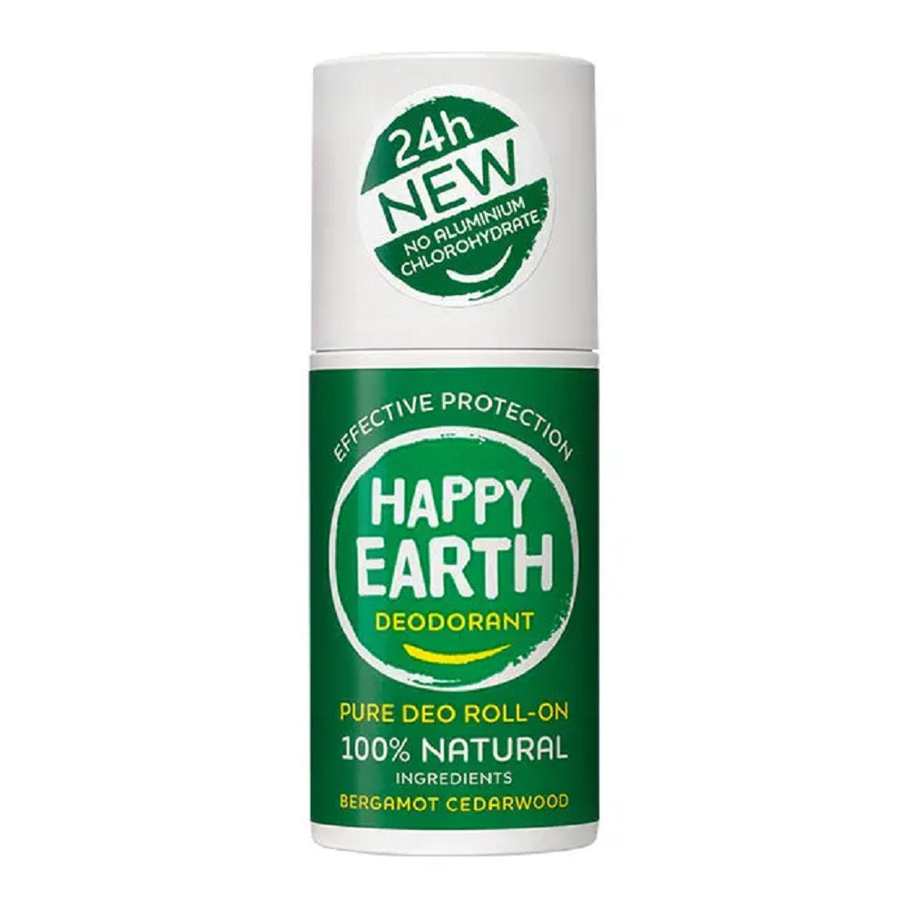Happy Earth Natural Deodorant Roller Bergamot Cedarwood 75ml