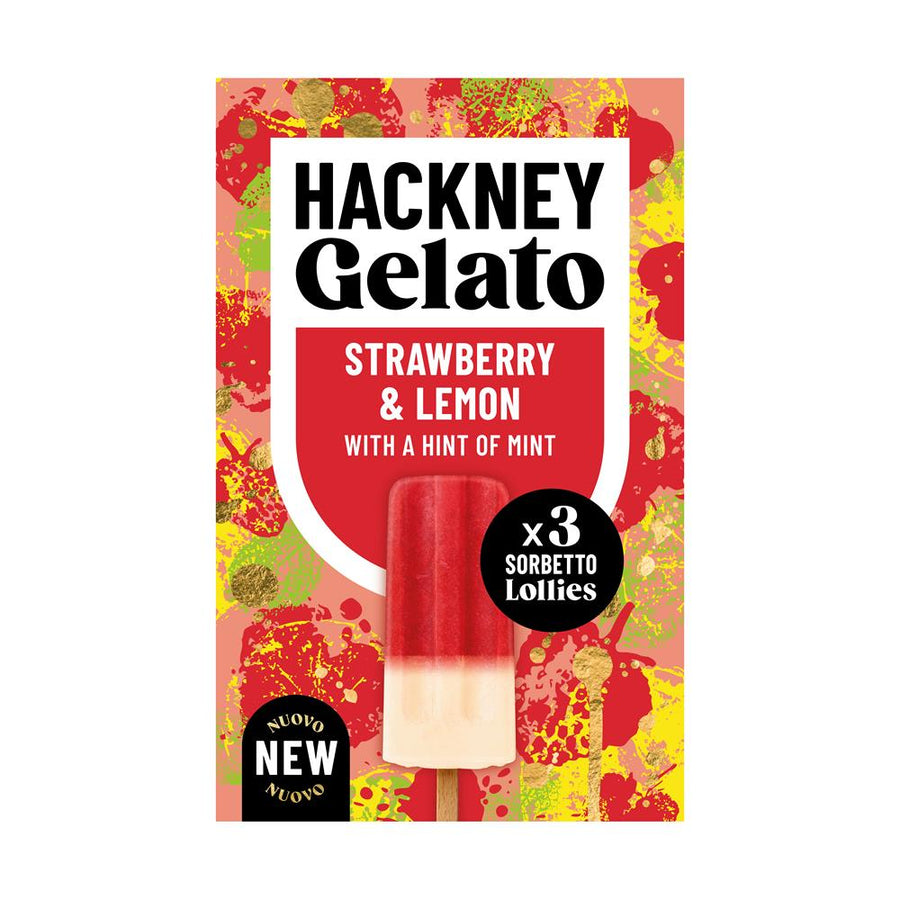 Hackney Gelato Strawberry Lemon & Mint Lollies 3 x 70ml