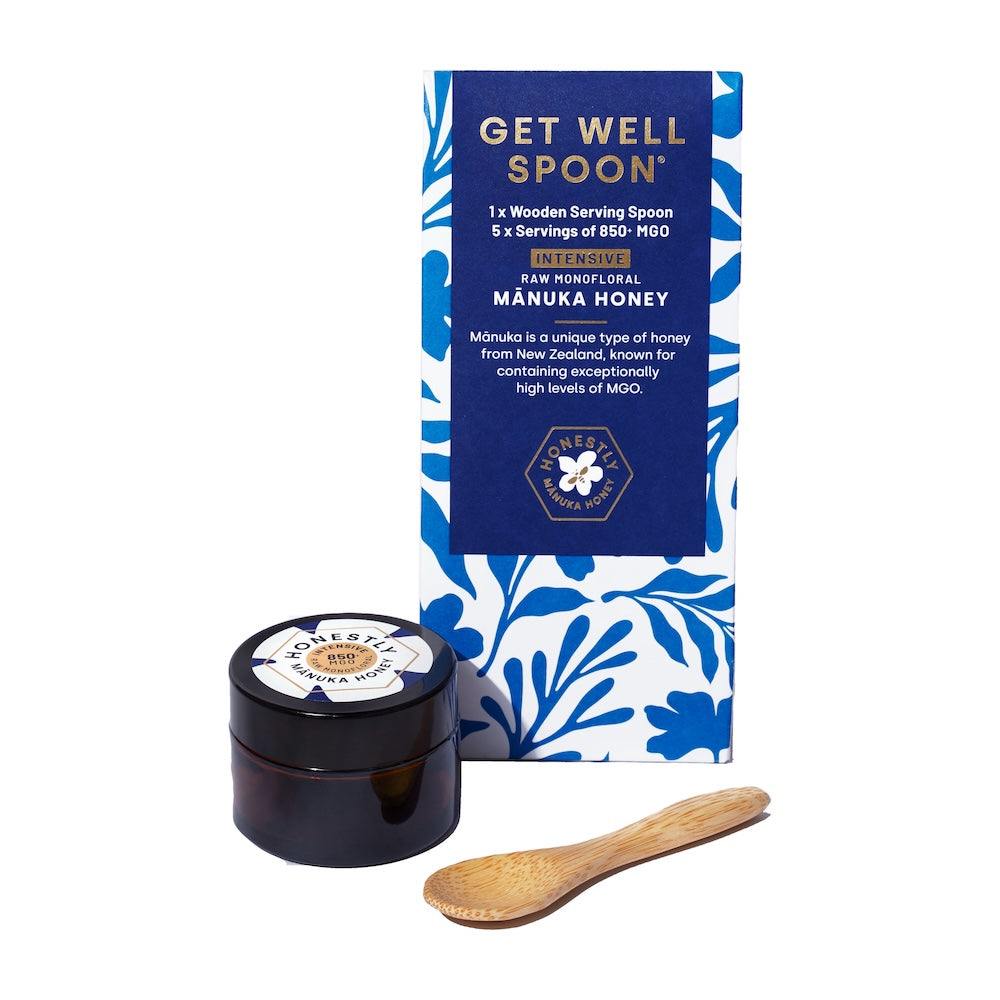 Honestly Manuka Get Well Spoon: 5 Servings Manuka Honey 850+MGO with Wooden Spoon 40g