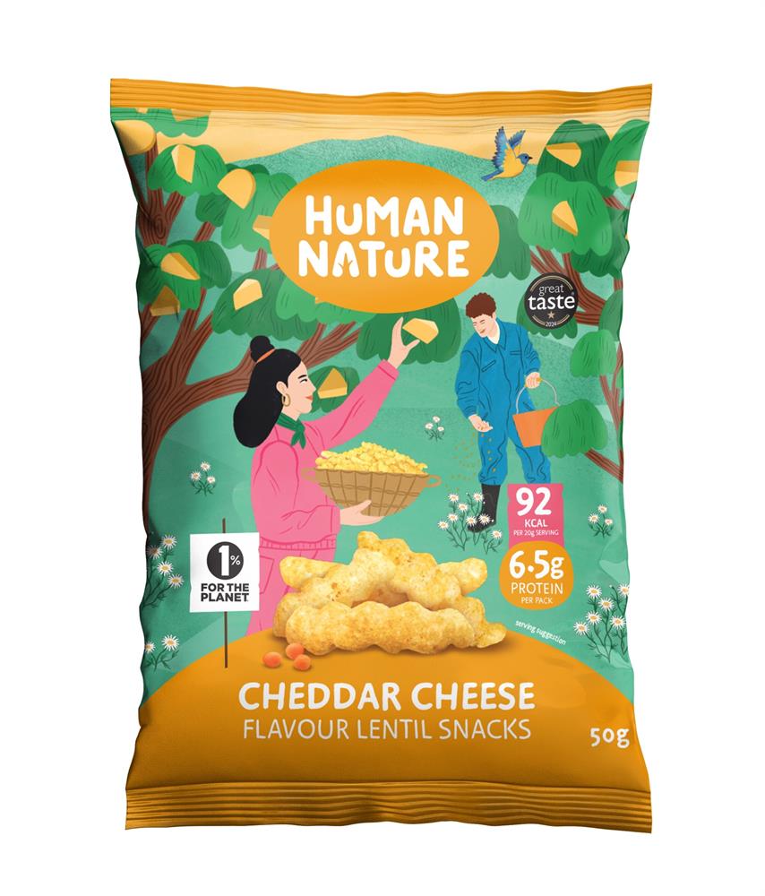 Human Nature Cheddar Cheese Lentil Snack 50g