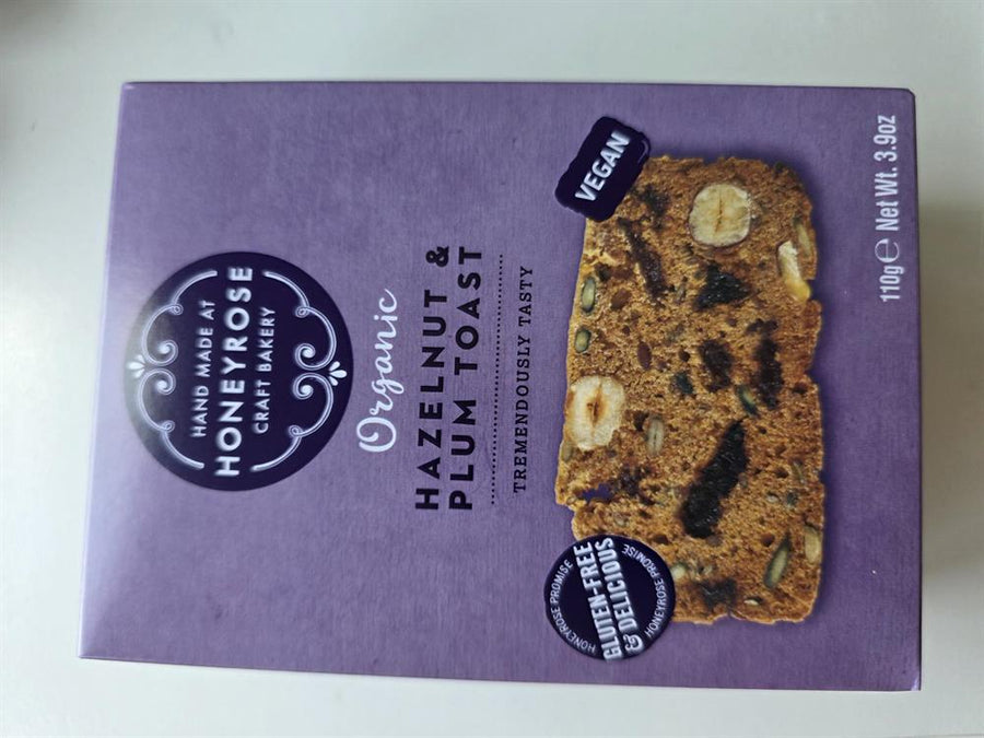 Honeyrose Organic Gluten Free Vegan Hazelnut & Plum Toast 110g