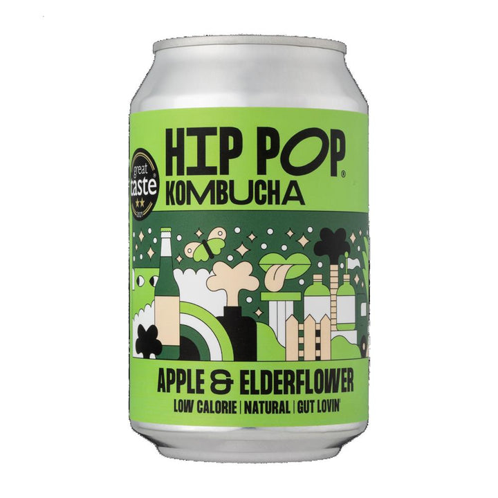 Hip Pop Kombucha Apple & Elderflower 330 ml (case of 12 cans)