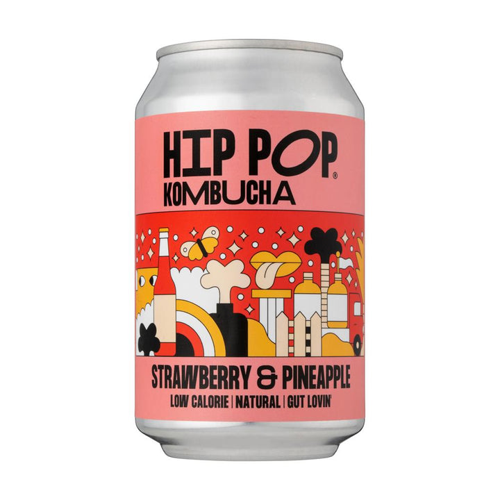 Hip Pop Kombucha Strawberry & Pineapple 330 ml (case of 12 cans)