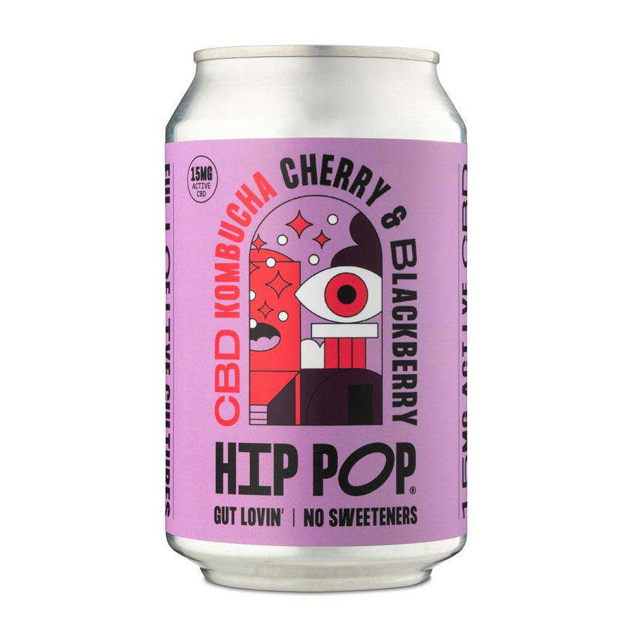Hip Pop CBD Kombucha Cherry & Blackberry 330 ml (case of 12 cans)