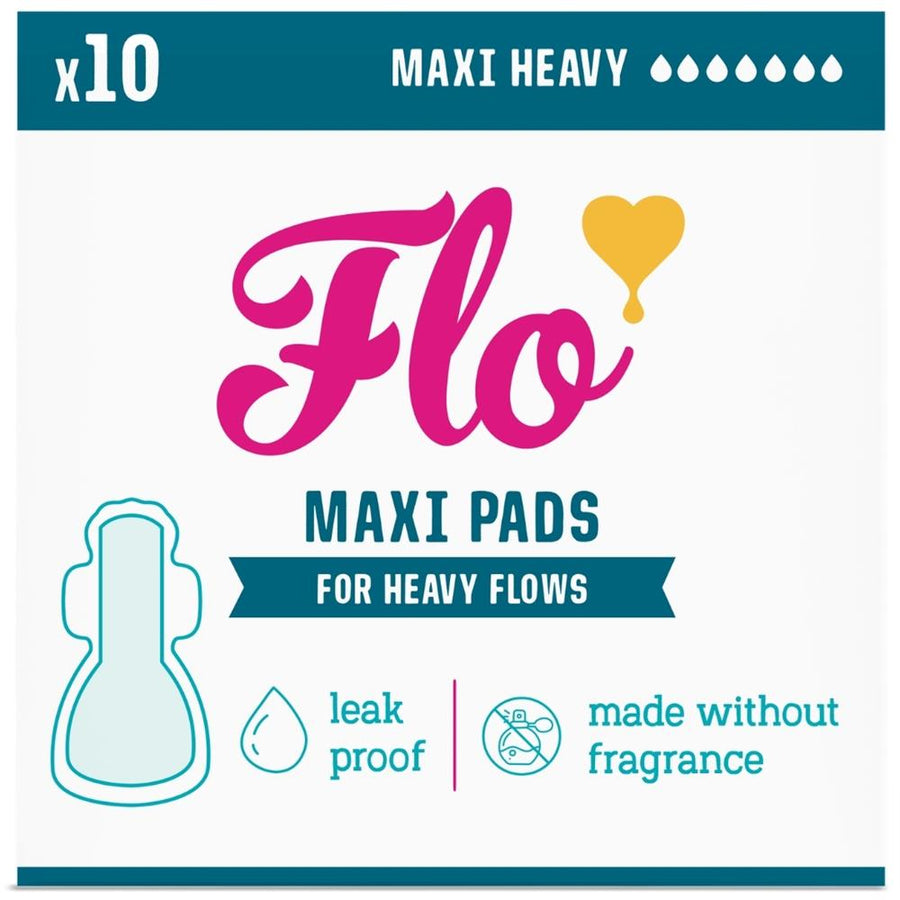 Flo Bamboo Maxi Pads - Ultra Absorbent Long + Wide (10 pads)