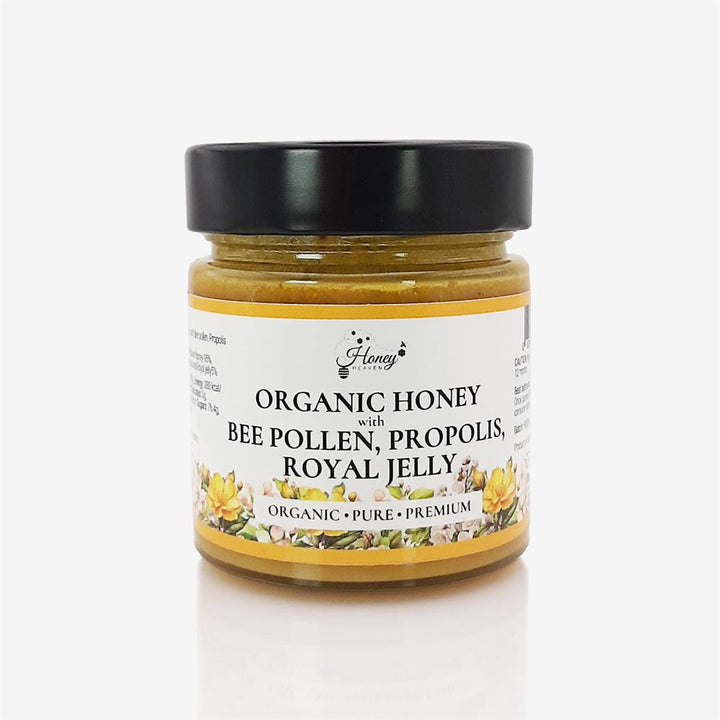 Organic Honey with Bee Pollen Propolis Royal Jelly 300g
