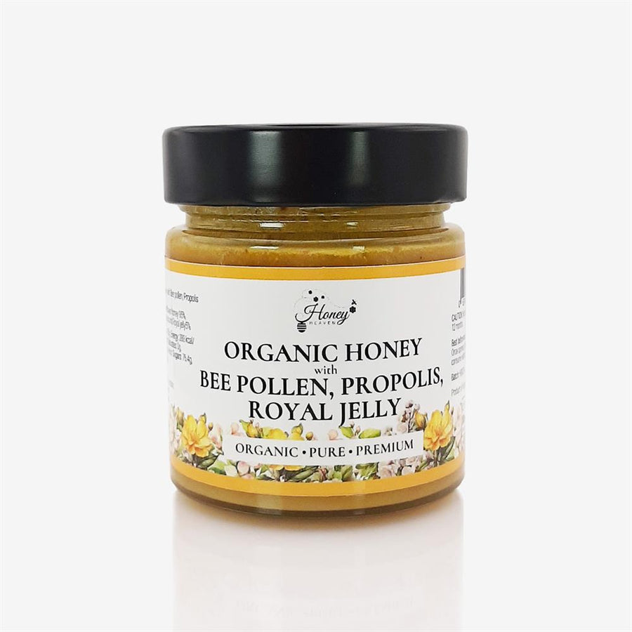 Organic Honey with Bee Pollen Propolis Royal Jelly 300g