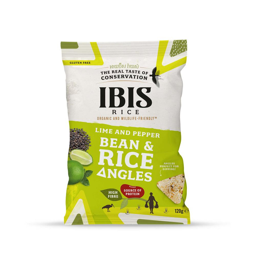 Organic Bean & Rice Angles Lime & Pepper 120g