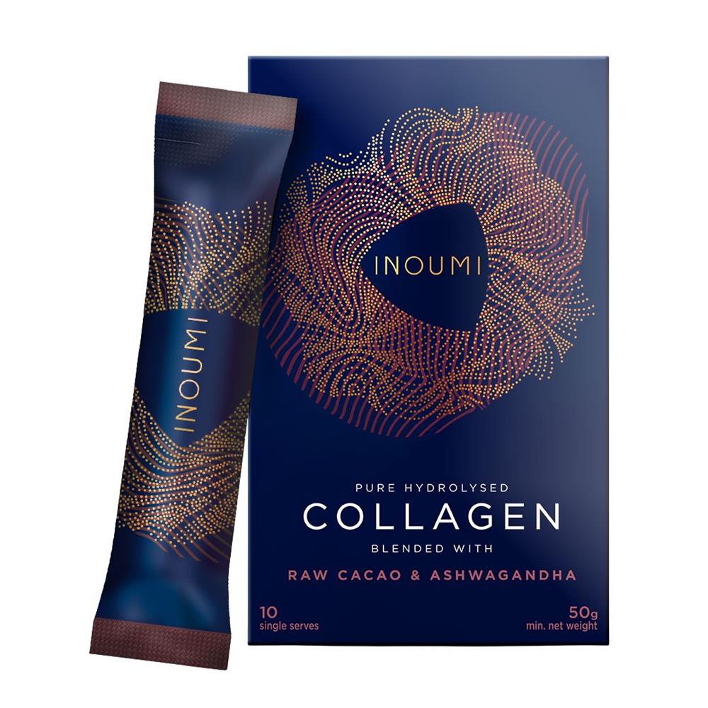 Collagen cacao & ashwagandha. 10 compostable sachets.