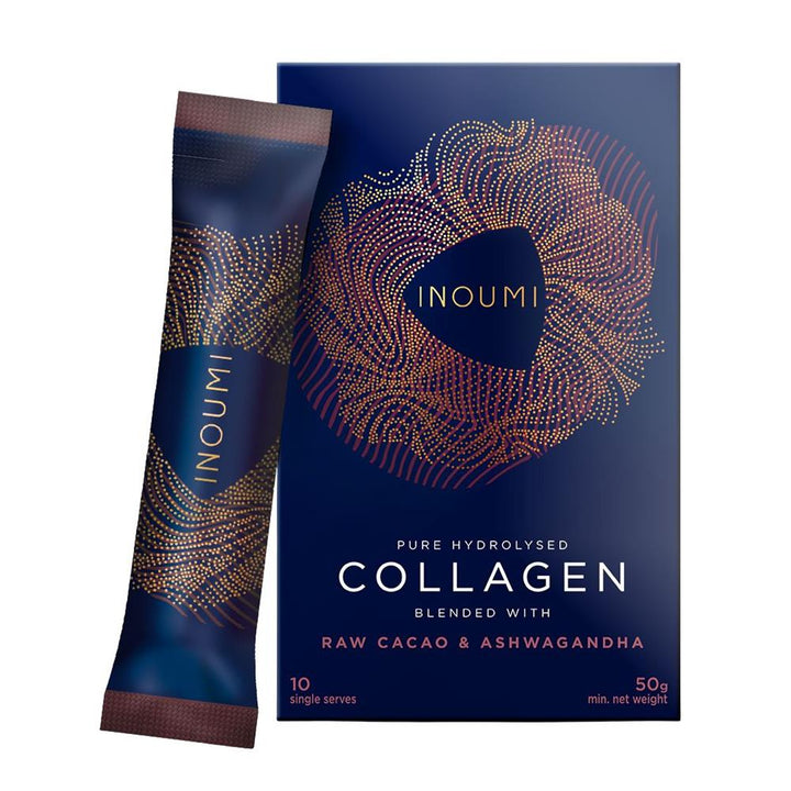 Collagen cacao & ashwagandha. 10 compostable sachets.