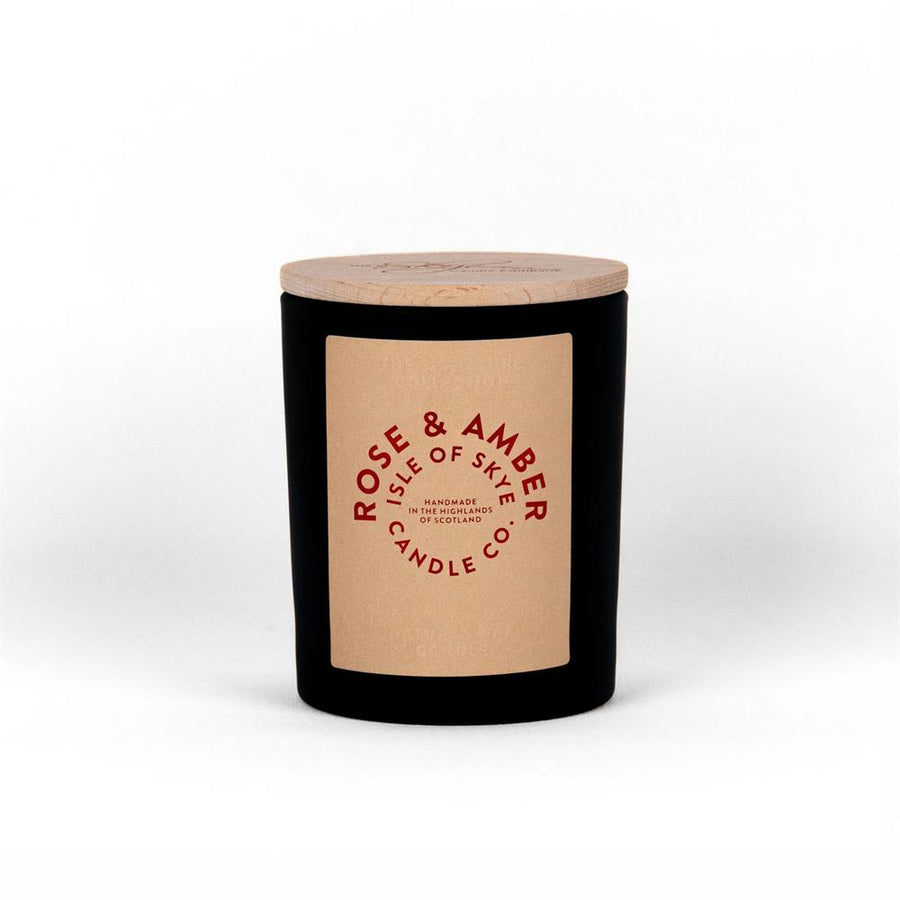 Rose & Amber Black Natural Soy Wax Candle 9.5cm x 8cm x 8cm