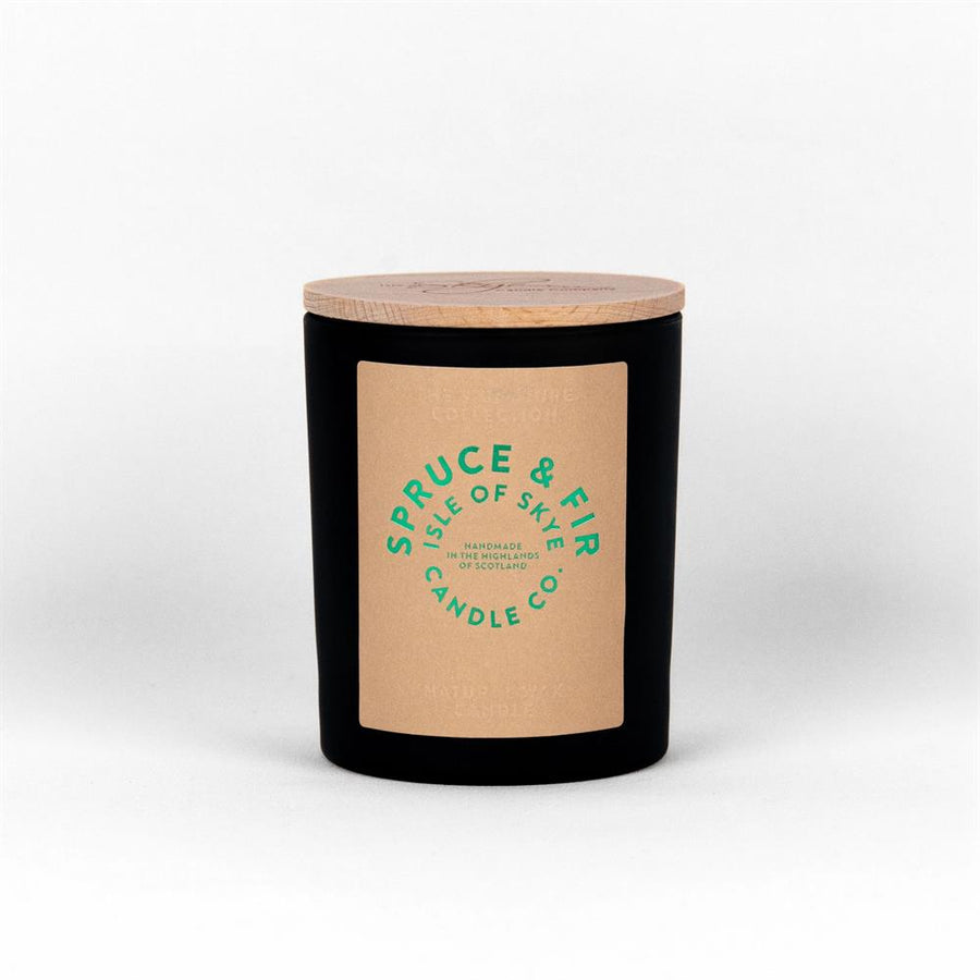 Spruce & Fir Black Natural Wax Candle 9.5cm x 8cm x 8cm