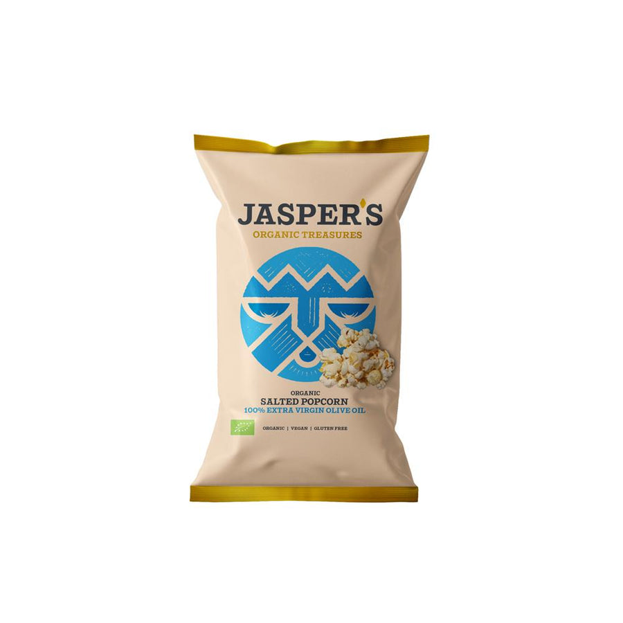 Jasper's Organic Sea Salt Popcorn 100% Extra Virgin Olive Oil 50g