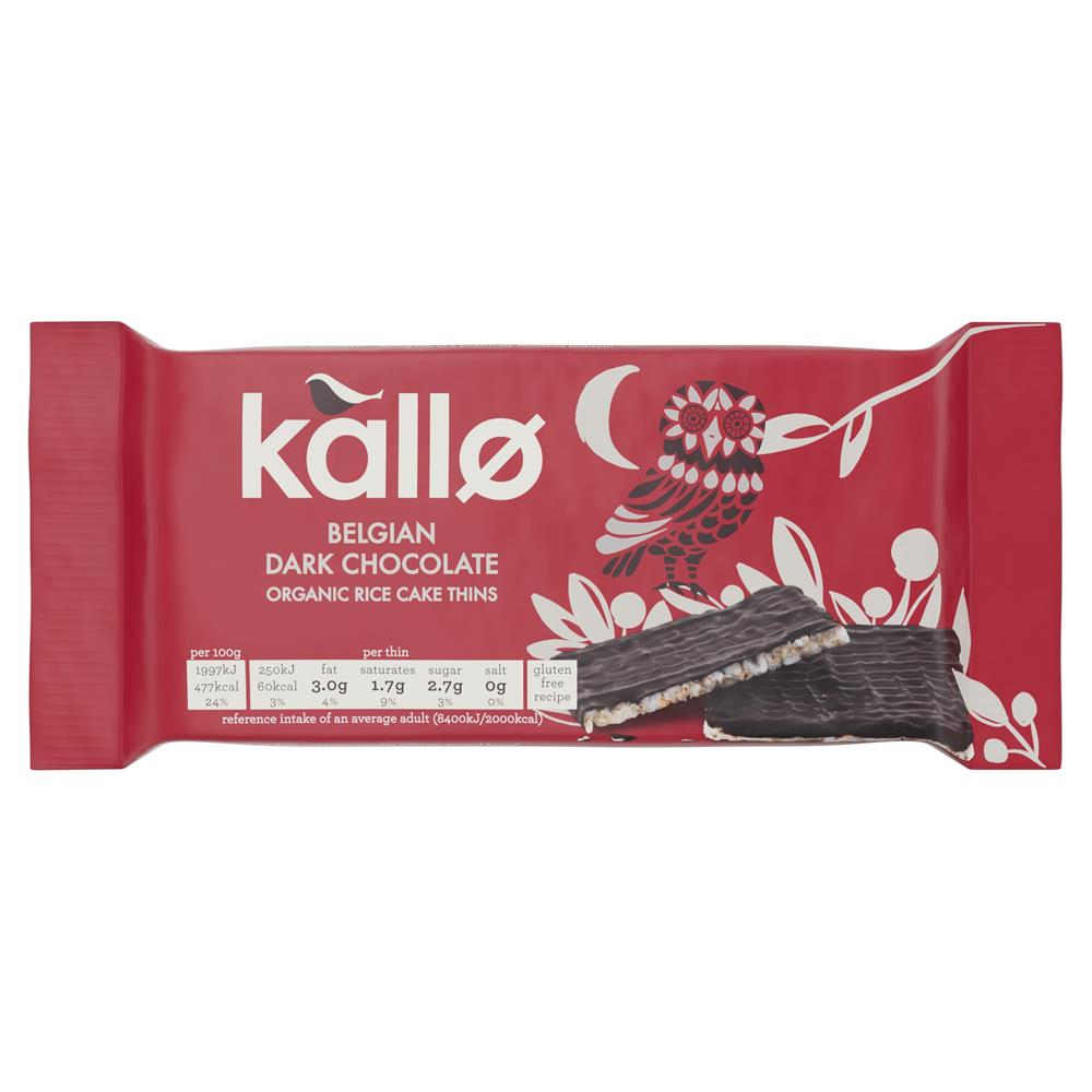 Kallo Organic Belgian Dark Chocolate Rice Cake Thins 75g