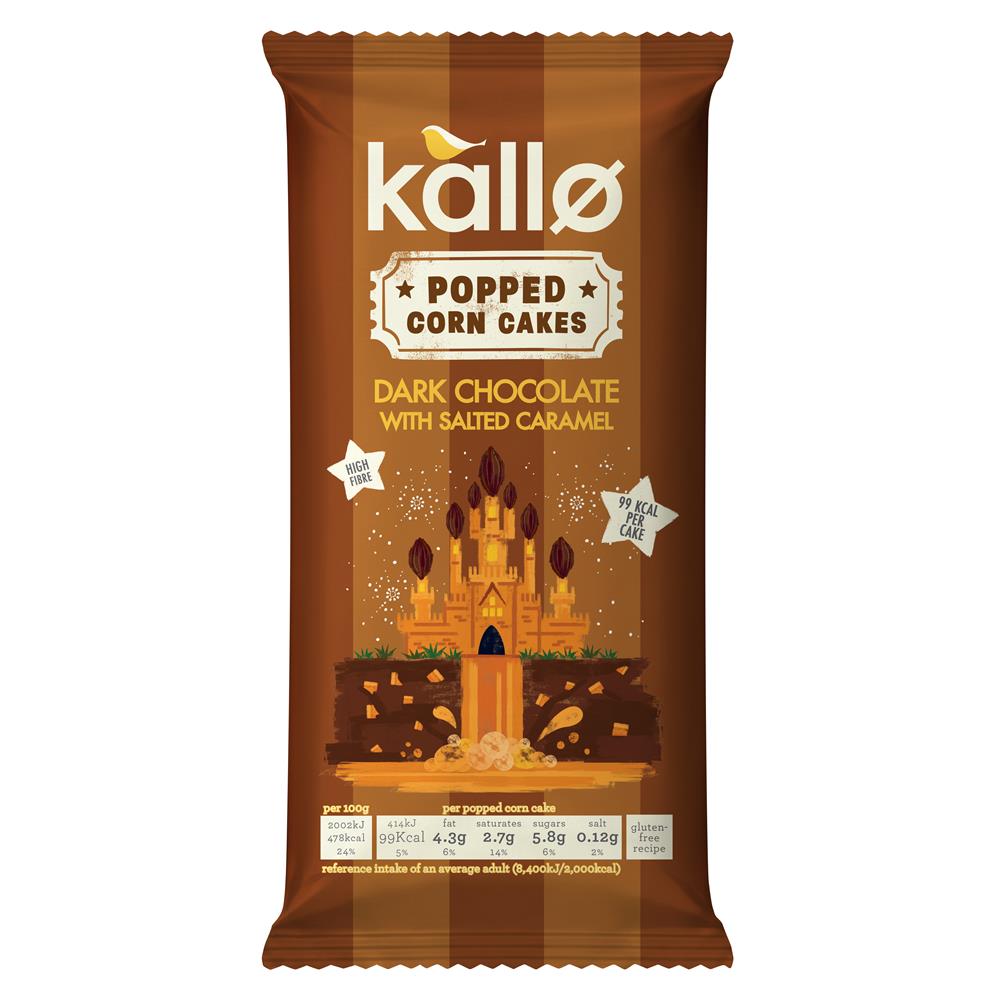 Kallo Dark Choc Caramel Popped Corn Cakes 127g