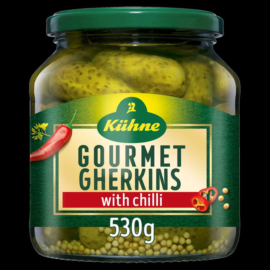 Kuhne Gourmet Gherkins With Chilli 530g