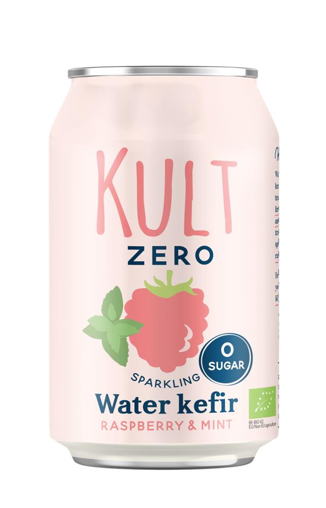 KULT Water Kefir Raspberry & Mint Zero Sugar Organic 330ml Can
