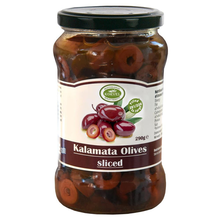 Korvel Kalamata Olives Sliced Super Colossal 290g