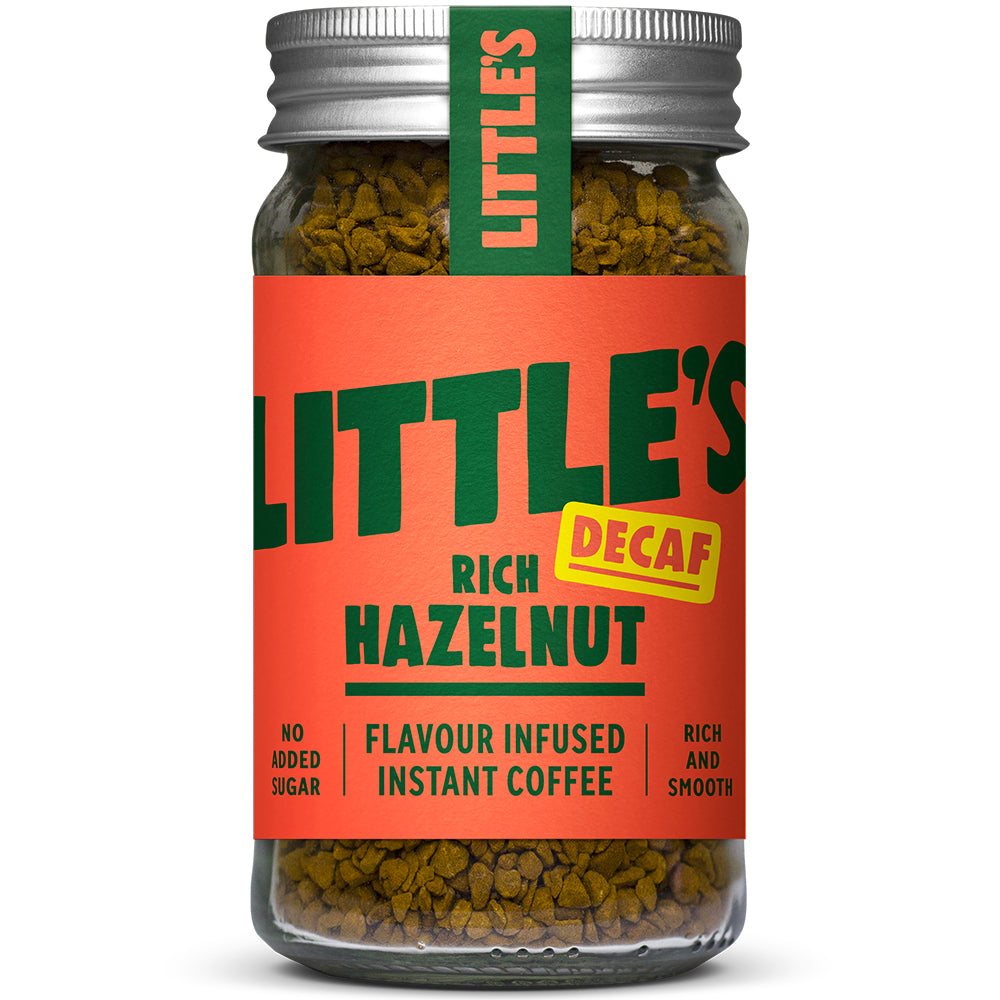Decaf Instant coffee infused with the taste of rich hazelnut 50g