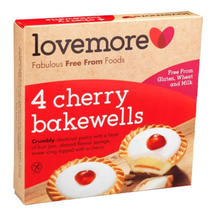 Lovemore 4 Wheat Gluten & Milk Free Cherry Bakewell Tarts 190g