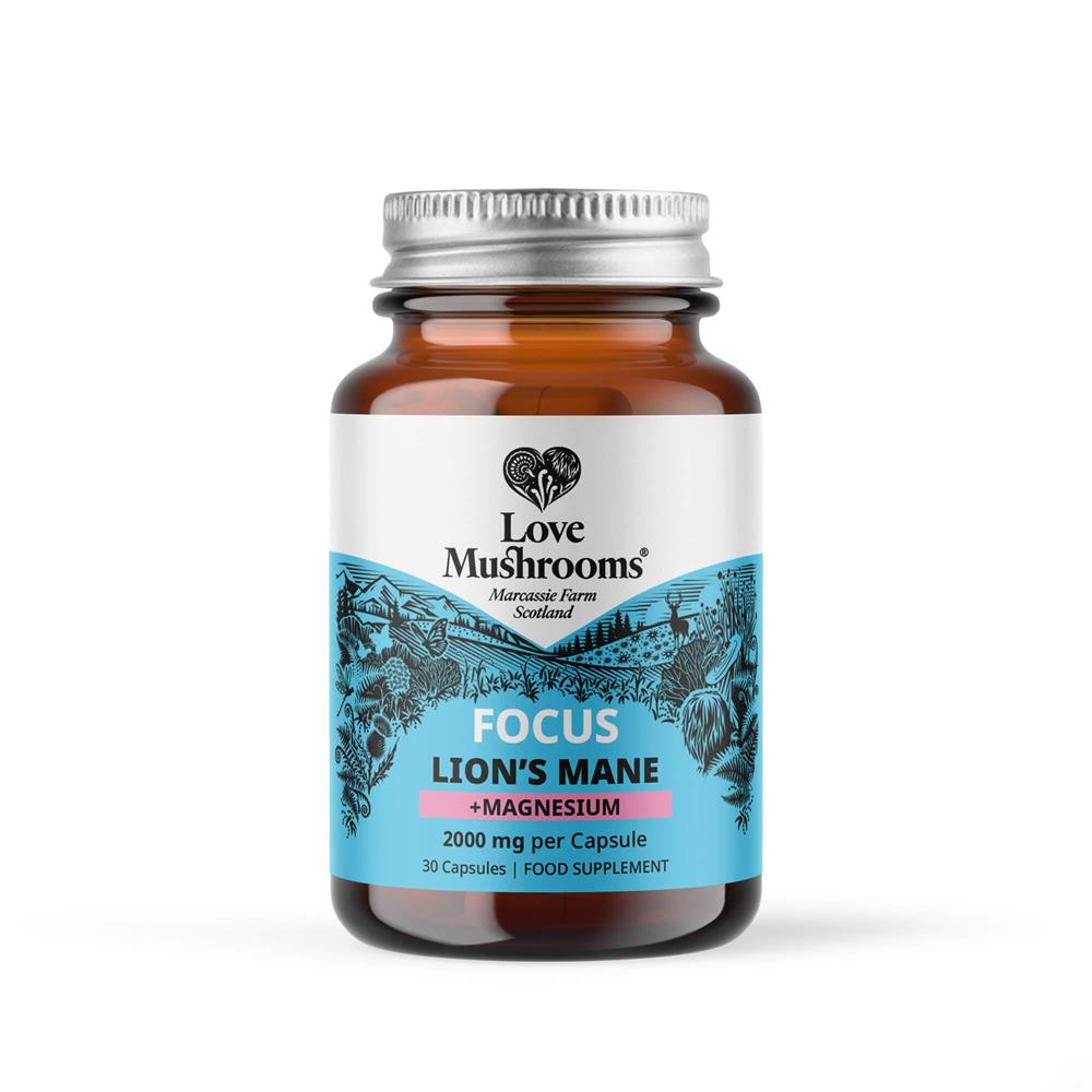 Love Mushrooms FOCUS - Lions Mane & Magnesium 30 Capsules