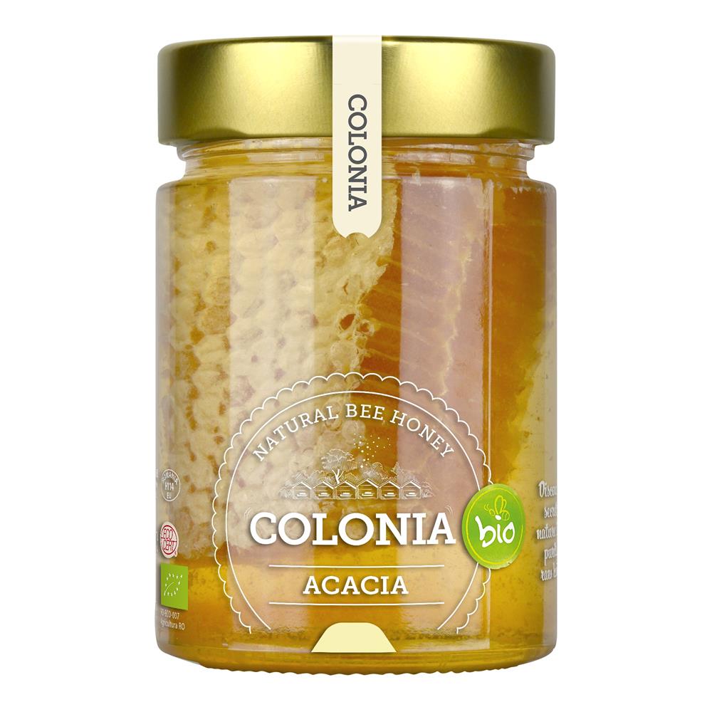 Colonia Organic Acacia Raw Honey with Honeycomb 420g