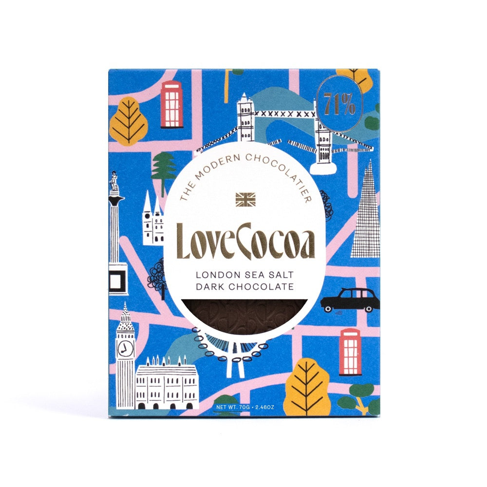 Love Cocoa Maldon Dark Sea Salt London Bar 70g