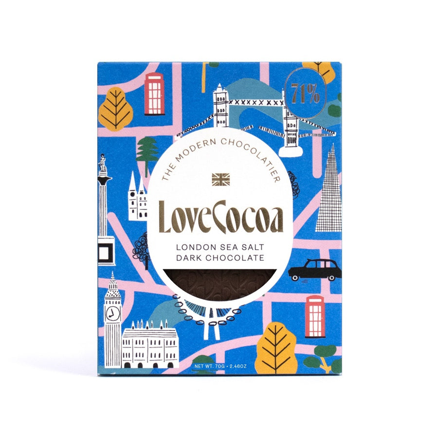 Love Cocoa Maldon Dark Sea Salt London Bar 70g