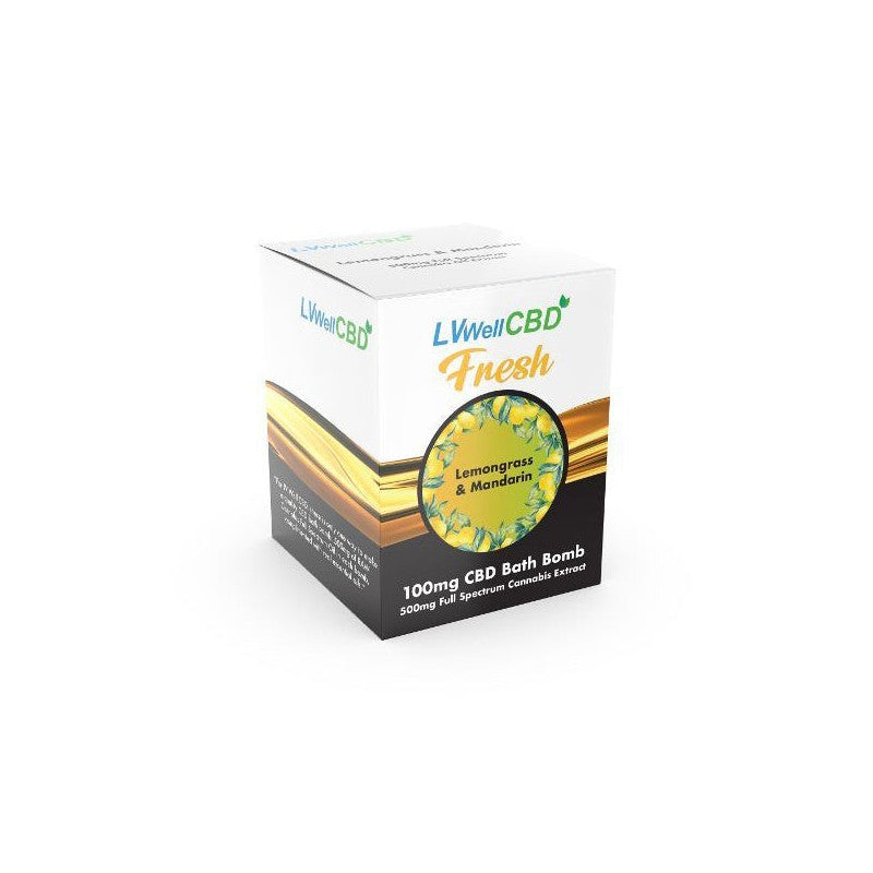 LVWell CBD 500mg CBD Bath Bomb - Lemongrass and Mandarin - Fresh