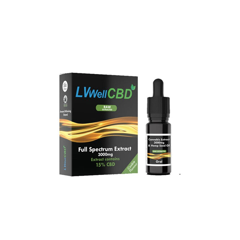 LVWell CBD Raw Extract 3000mg CBD 10ml Hemp Seed Oil