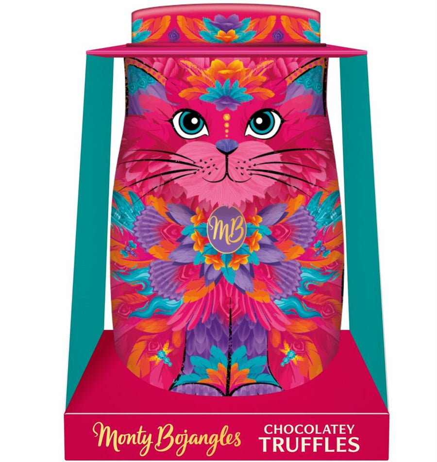 Sunset Samba Cat Tin Gift with Choccy Scoffy Dusted Truffles 135g