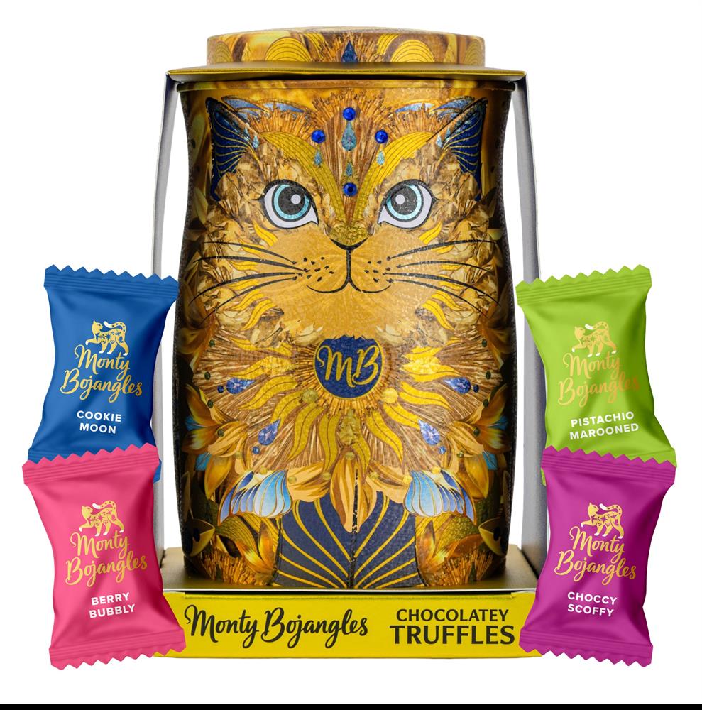 Monty Bojangles Golden Goddess Cat Tin Gift with Truffles Collection 200g
