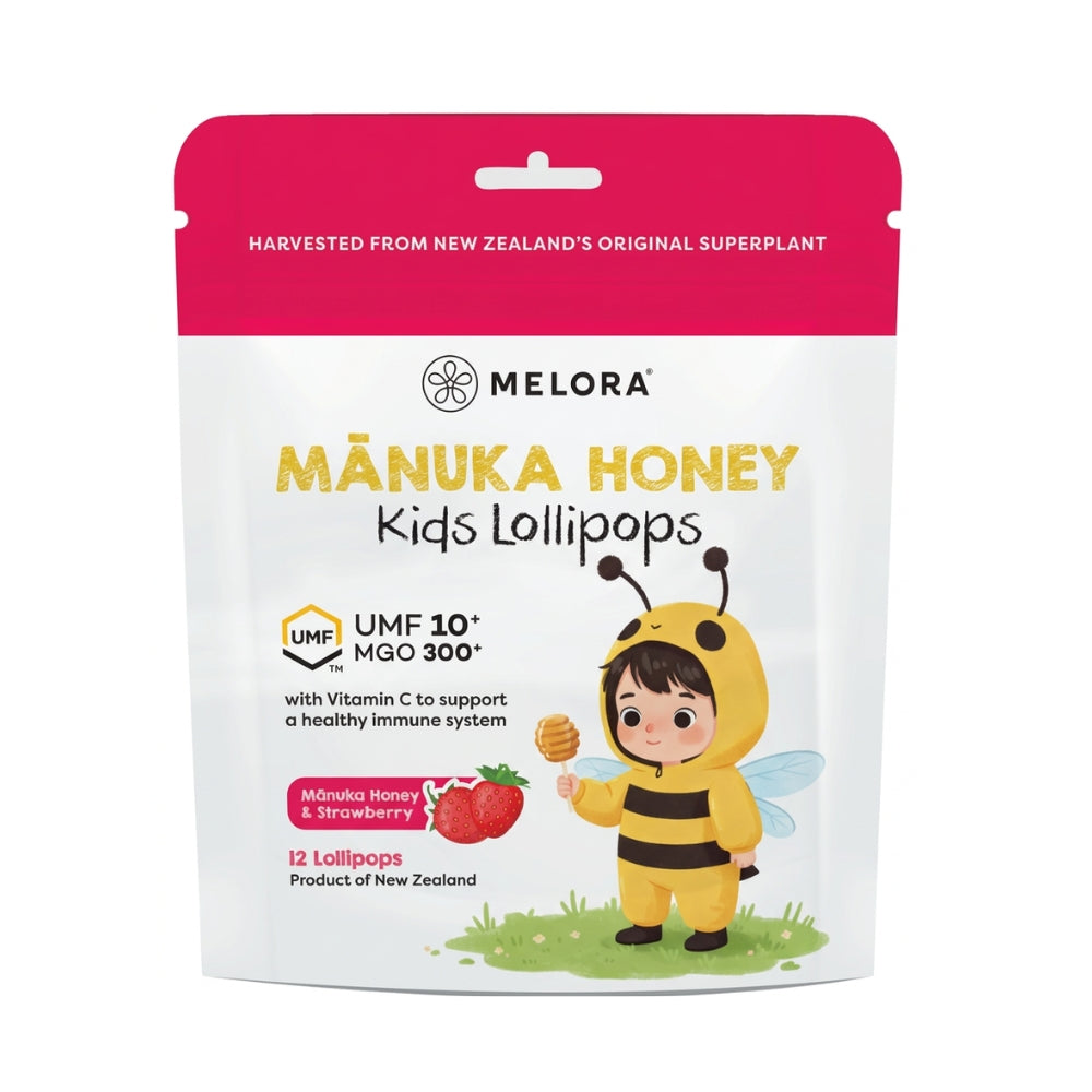 Melora Manuka Honey Kids Strawberry Lollipops with Vit C 12 pops