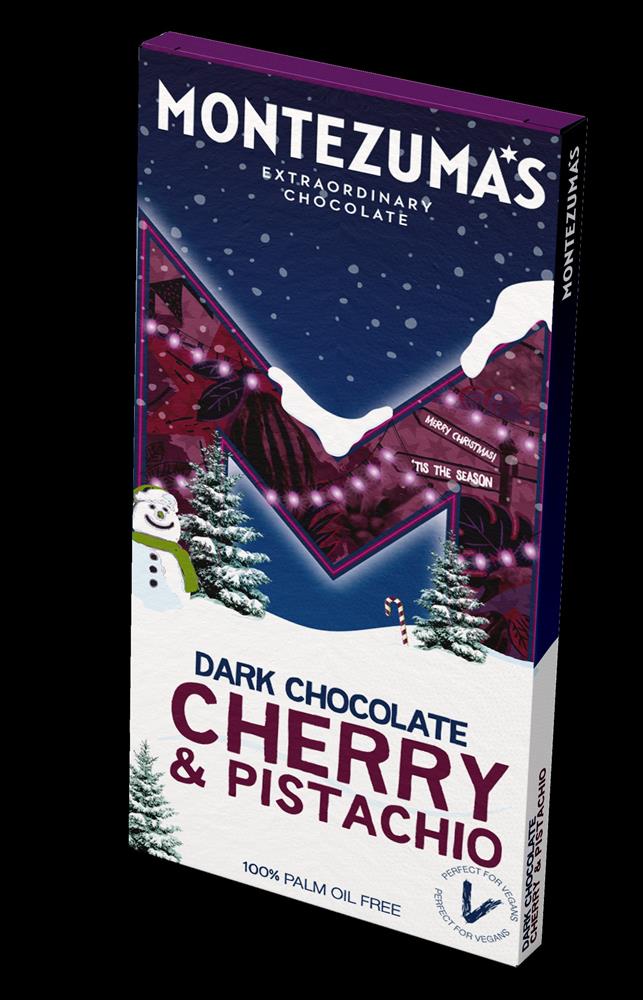 Montezuma's Dark Chocolate Cherry Pistachio 90g Bar
