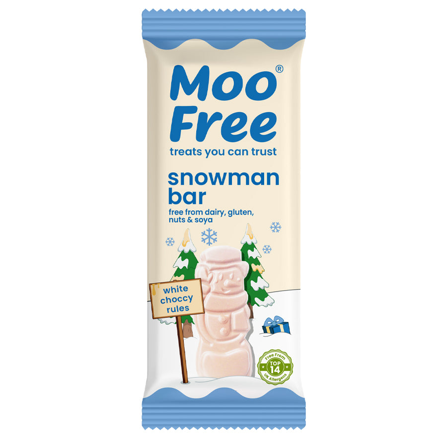 Moo Free White Chocolate Snowman Bar 30g